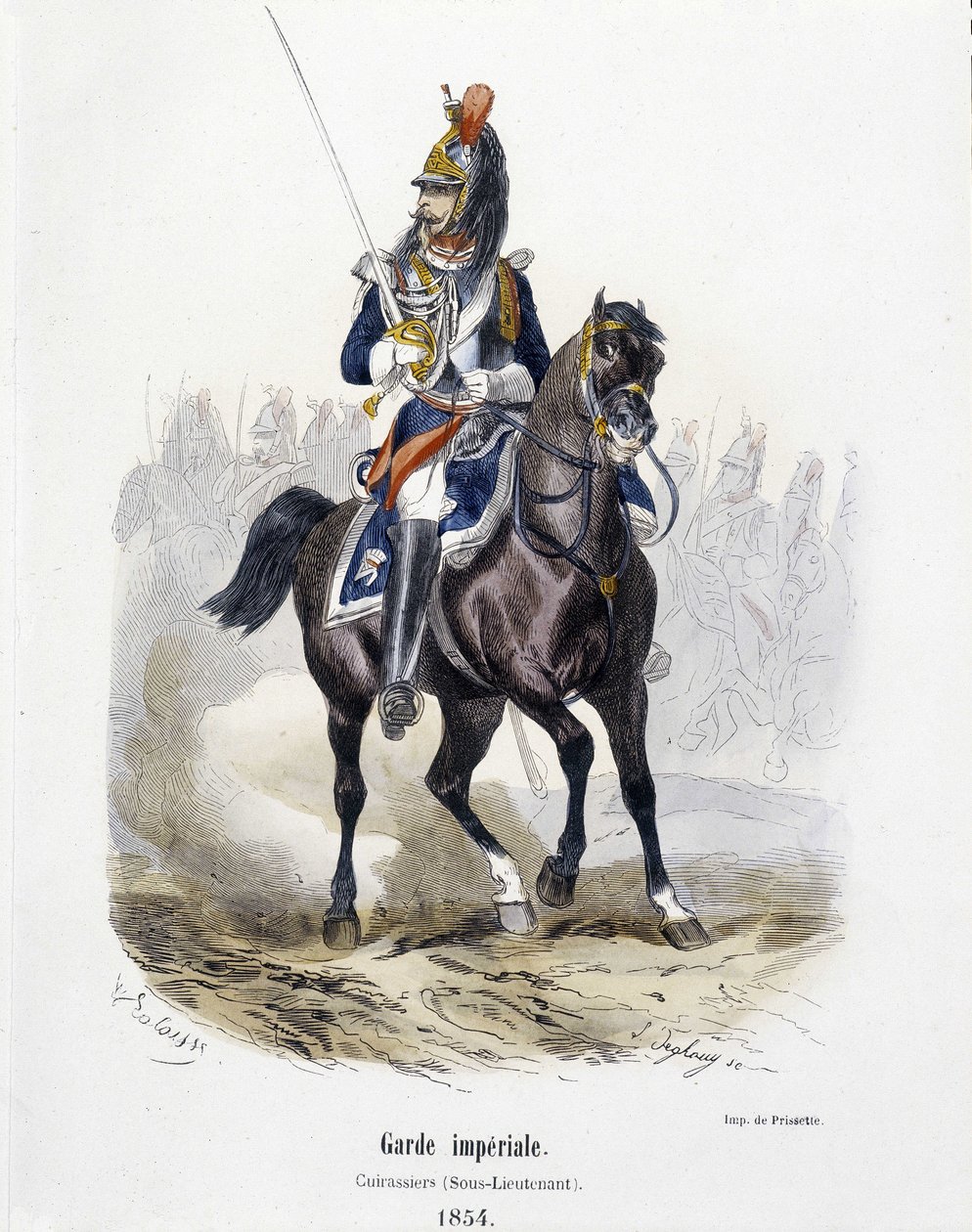Císařská garda: Kyrysníci v roce 1854 – v „Armádní historii““ od A. Barbiera od French School