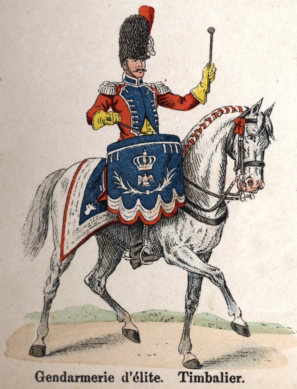 Imperial Guard Napoleon I: Elite Gendarmerie - Timbalier. Talíř z knihy Les Uniforms de l