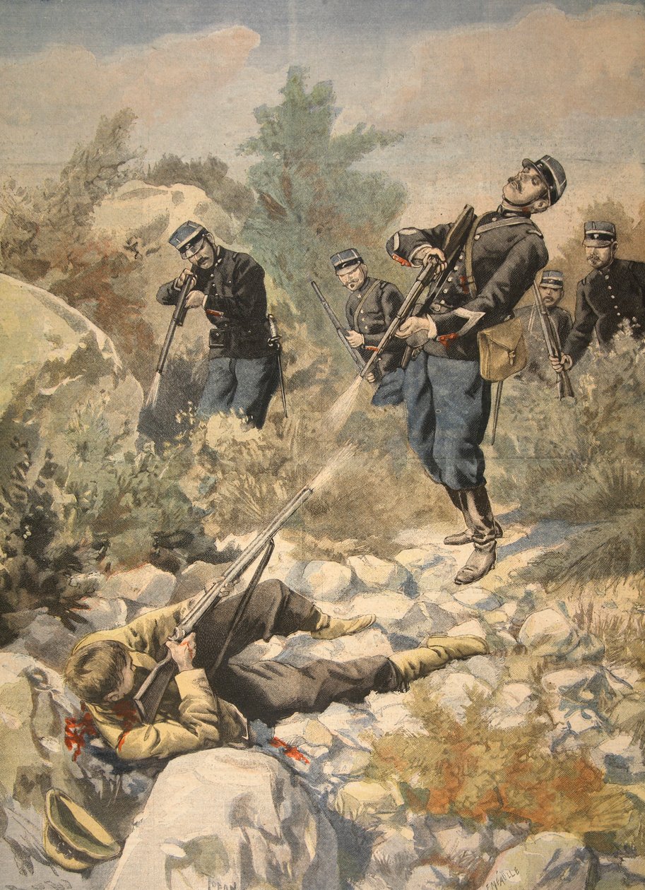 Na Korsice: policie a gangster, ilustrace z Le Petit Journal: Supplement illustre, 1898 od French School