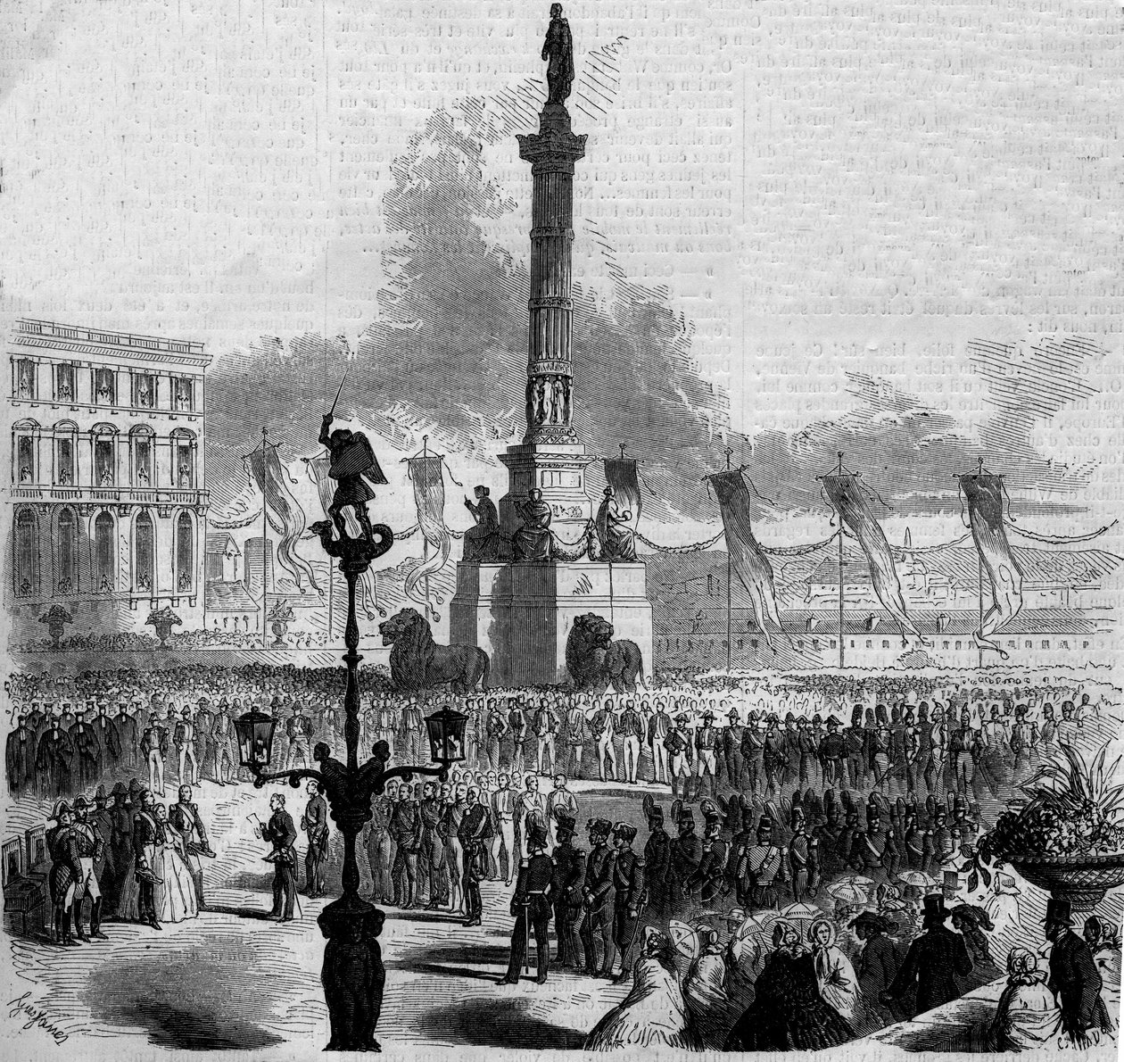 Inaugurace sloupu kongresu (1850-1859). Brusel, Belgie od French School