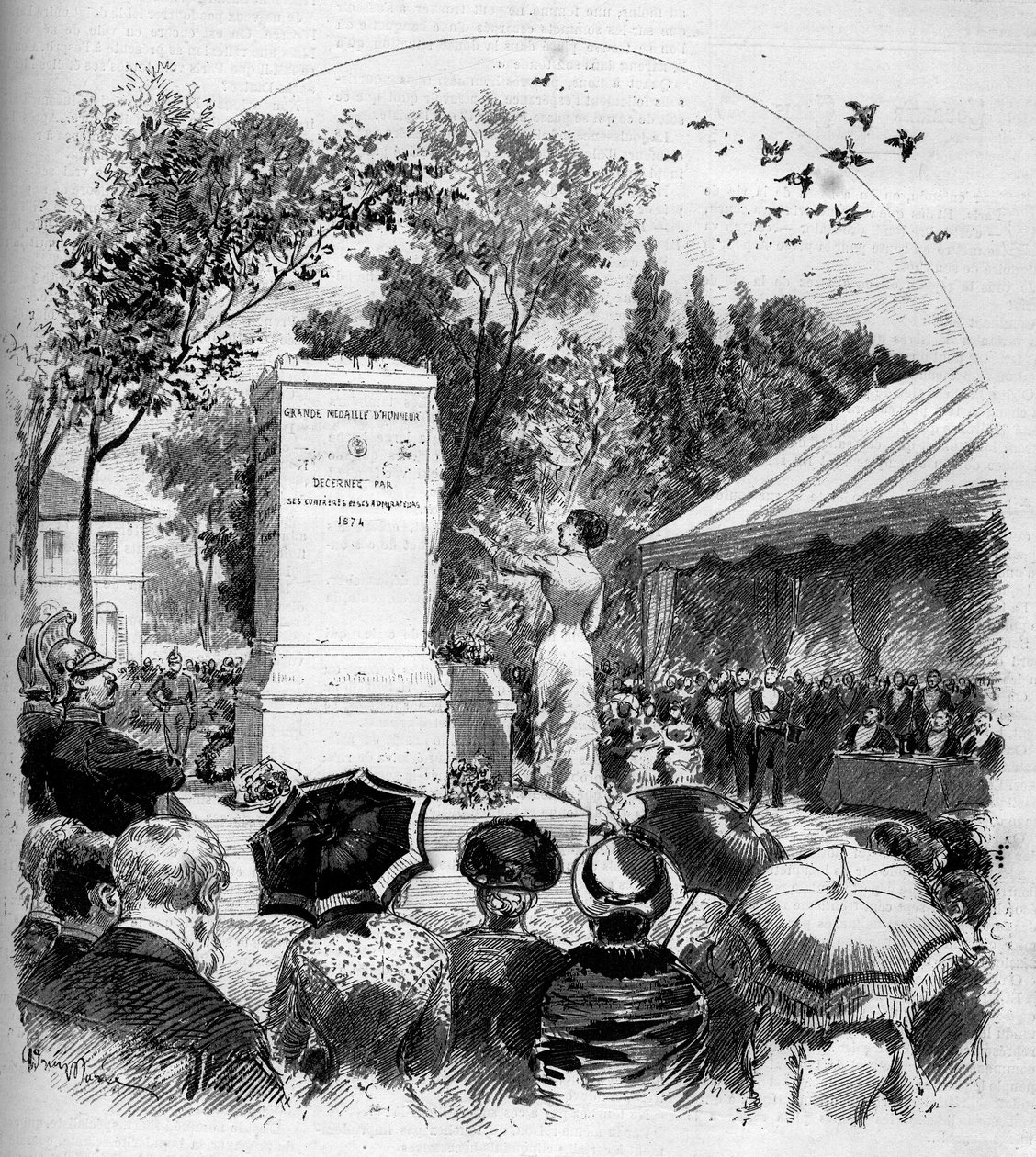 Inaugurace pomníku věnovaného malíři Jeanu Baptistovi Camille Corotovi (1796-1875) ve Ville d