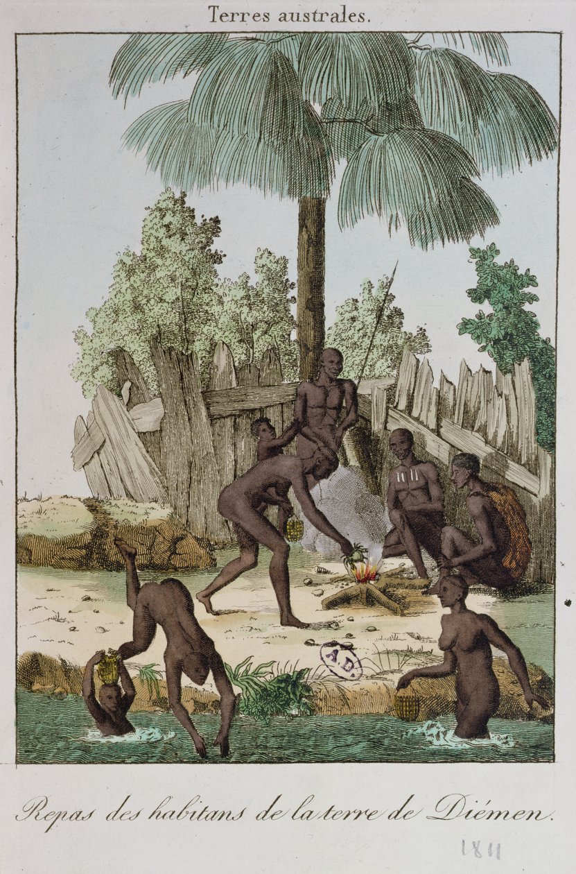 Obyvatelé Diemenu připravují jídlo, 1811 od French School