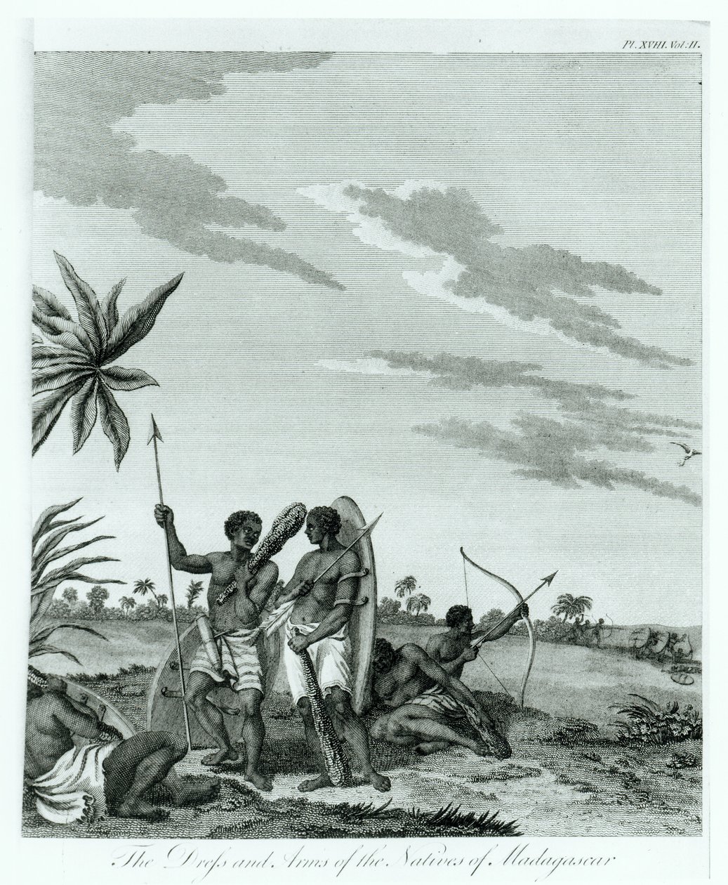 Obyvatelé Madagaskaru, ze svazku 2 Pamětí a cest hraběte Benyowského, vydané 1790 od French School