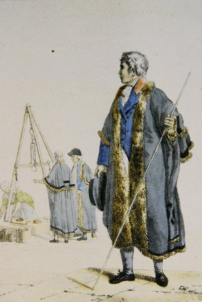 Inspektor vah a mír v Polsku, kolem 1817 (barevné rytí) od French School