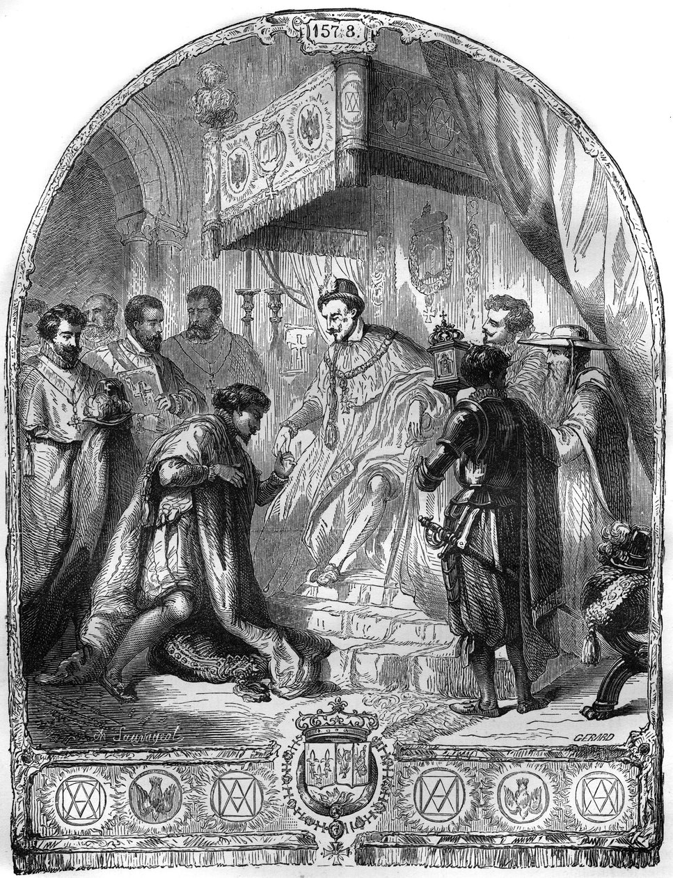 Instituce Řádu Ducha svatého (Svatého Ducha) francouzským králem Jindřichem III. v roce 1578. od French School