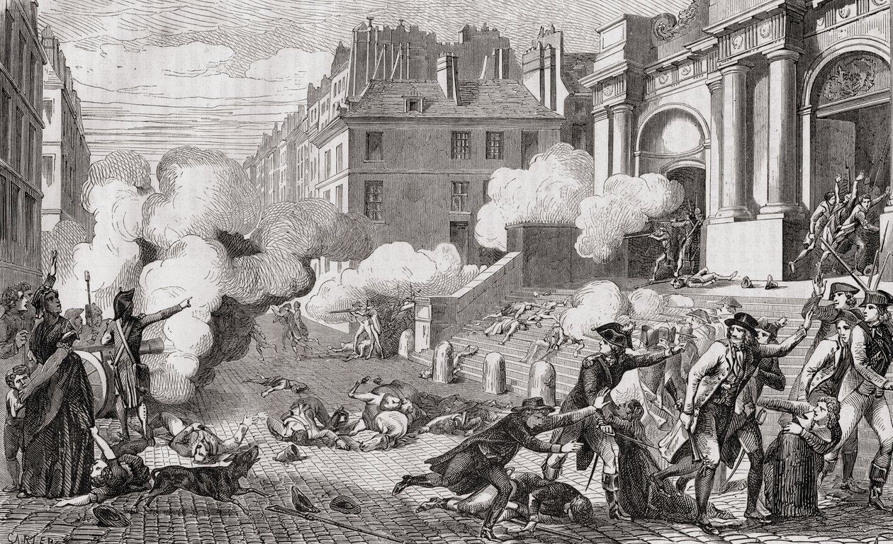 Povstání dne 13. Vendemiaire, rok IV, 5. října 1795, z „Histoire de la Revolution Francaise“ od Louise Blanca (1811-82) od French School