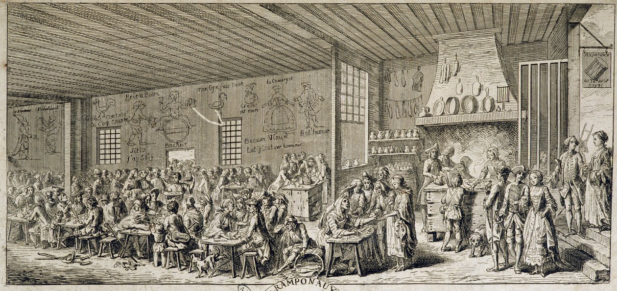 Interiér kabaretu “” Ramponaux””, sd. 18. století od French School