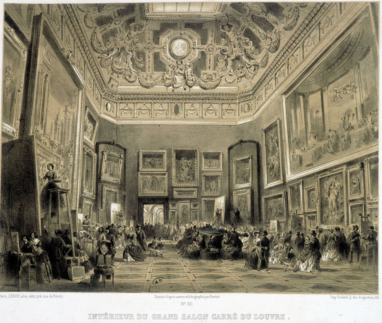Interiér Grand Salon Carre du Louvre. od French School