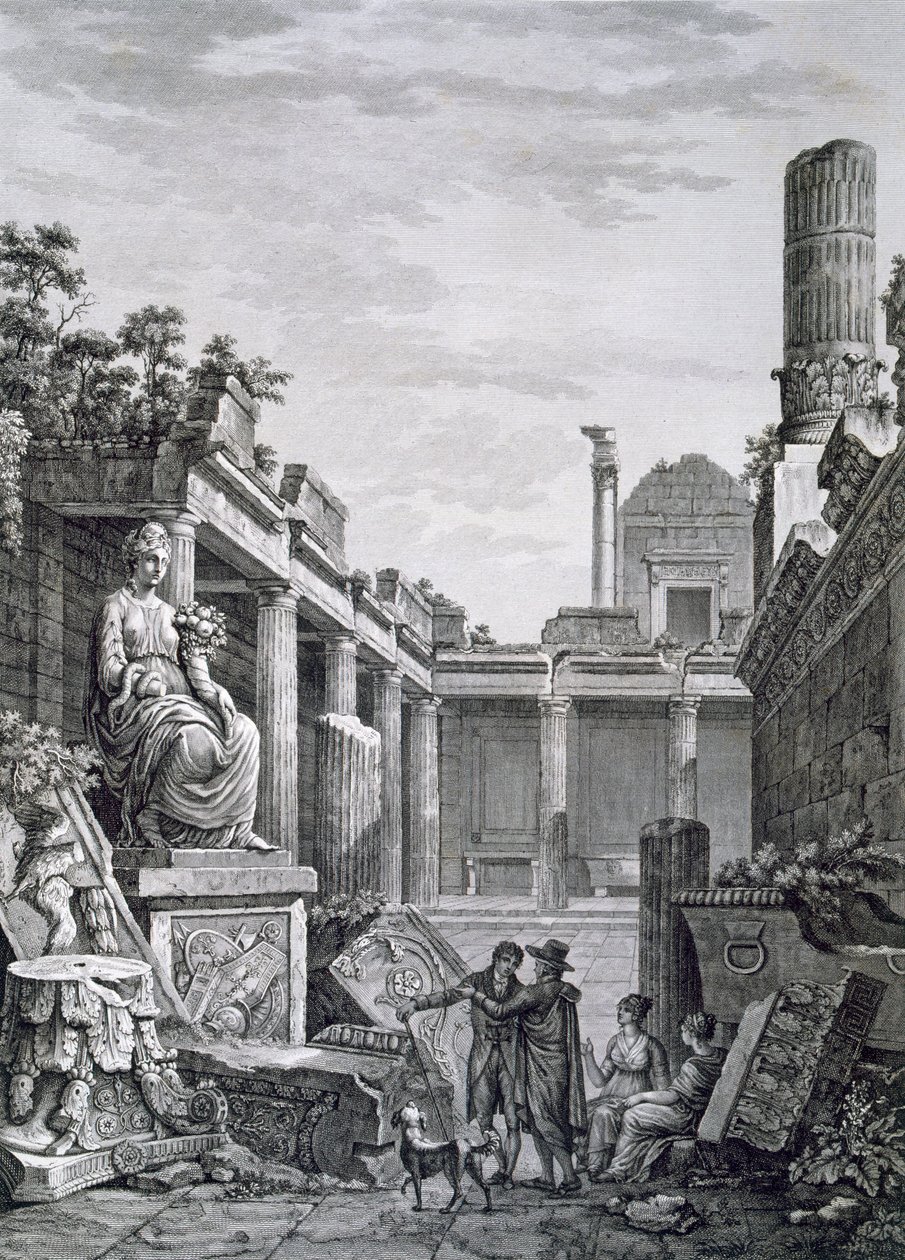 Interiér římských lázní, Nimes, z Antiquités de la France: svazek I, Monuments de Nimes od French School