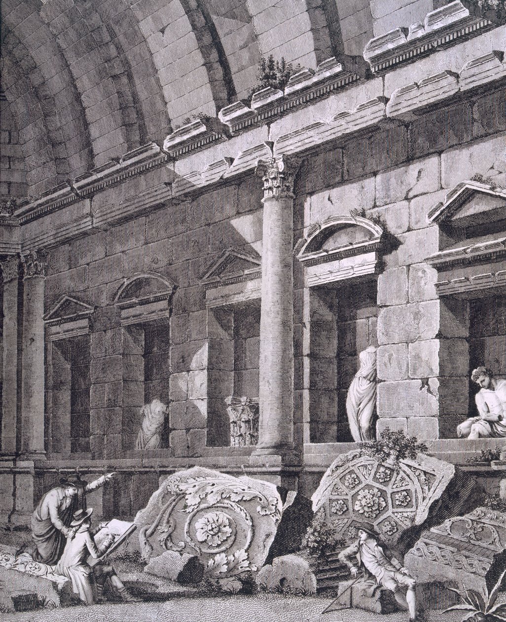 Interiér chrámu Diany, Nimes, z Antiquités de la France: svazek I, Monuments de Nimes od French School