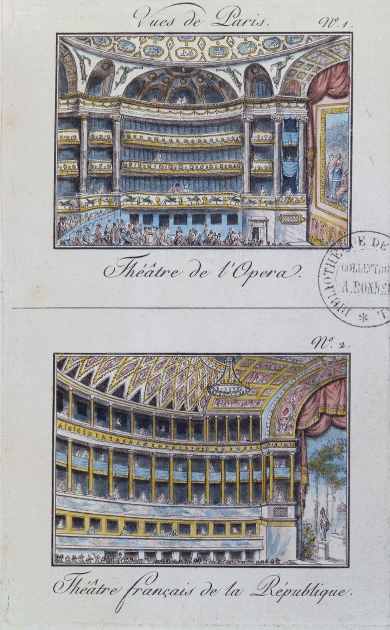 Interiér Theatre de lOpera a Theatre de la Comedie Francaise, deska 1 z Vues de Paris od French School