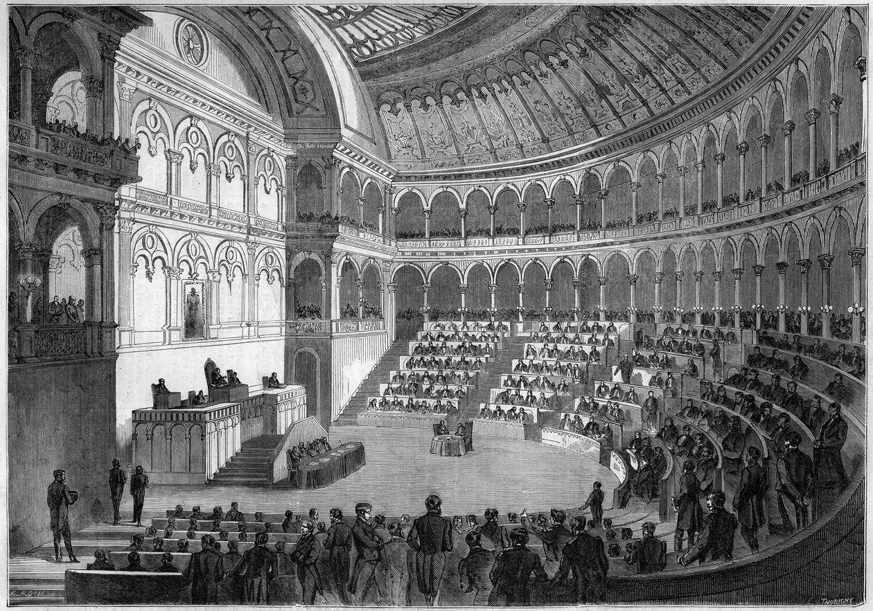 Vnitřní pohled na italský parlament, Turín od French School
