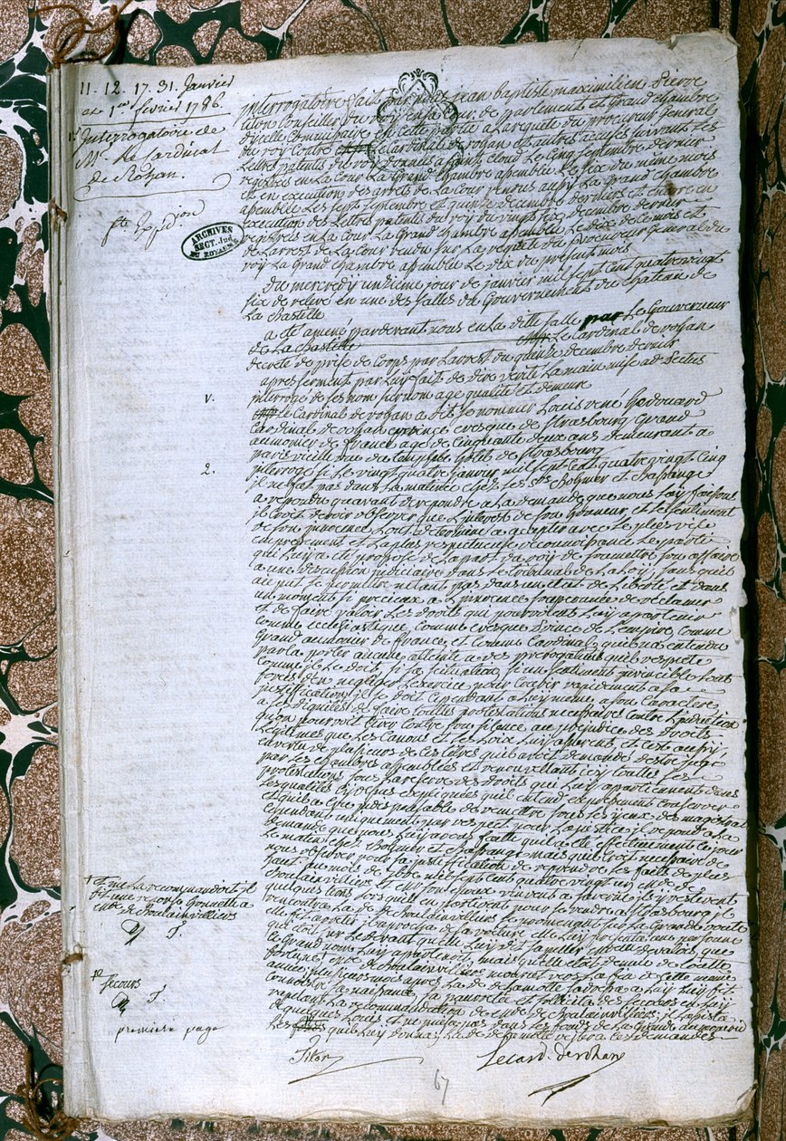 Výslech kardinála de Rohan (1734-1803), leden 1786 od French School