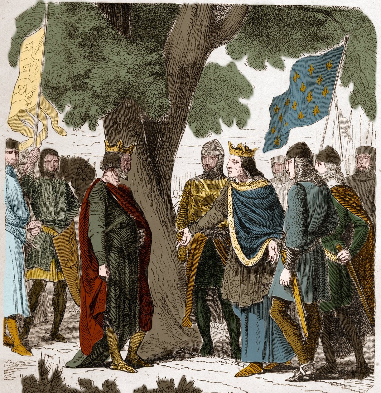 Rozhovor Gisors v Horní Normandii mezi králem Philippem Augustem a anglickým králem Jindřichem II 2 Plantagenetem (1133-1189) v roce 1188. od French School