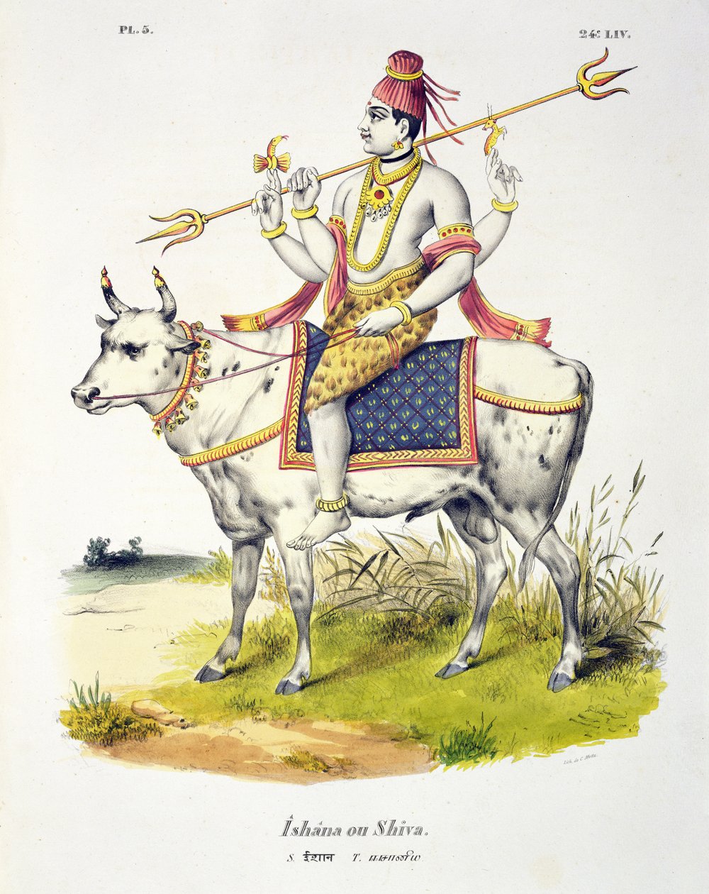 Ishana nebo Shiva, vyrytý C. de Motte (1785-1836) od French School