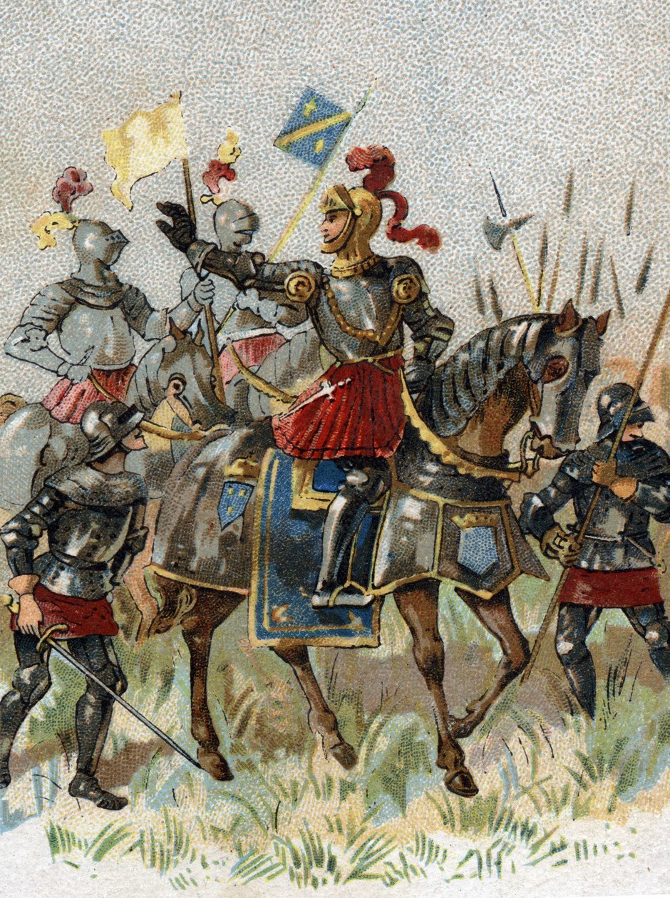 Italské války: Ludvík XII. (1462-1515), francouzský král, v bitvě u Agnadelu (Milán) v Itálii dne 14. května 1509. Chromolitografie. od French School