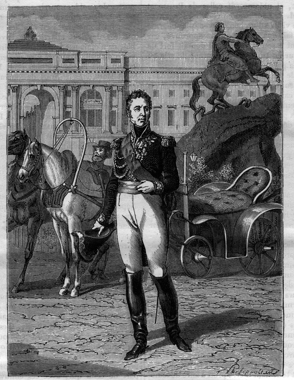 Jacques Law, Marquis de Lauriston - Portrét Jacques Alexandre Bernard Law, Marquis de Lauriston, marechal Francie (1768-1828) - v „Historie impéria po historii konzulátu““ od Adolphe Thierse - 1879 - soukromá sbírka od French School