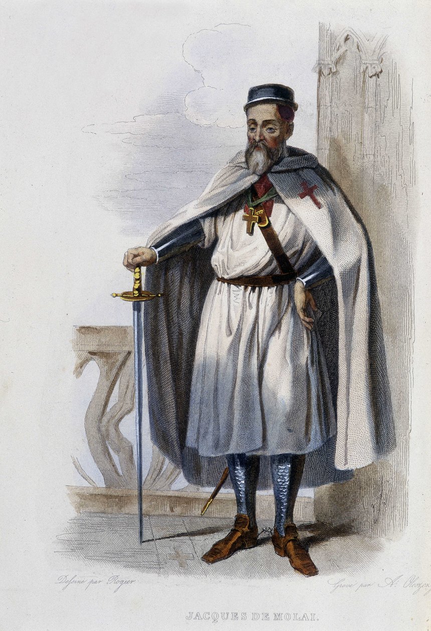 Jacques de Molai (nebo Molay), poslední velmistr templářského řádu (1243-1314) - v „“ Le Plutarque francais““, ed. Mennechet od French School