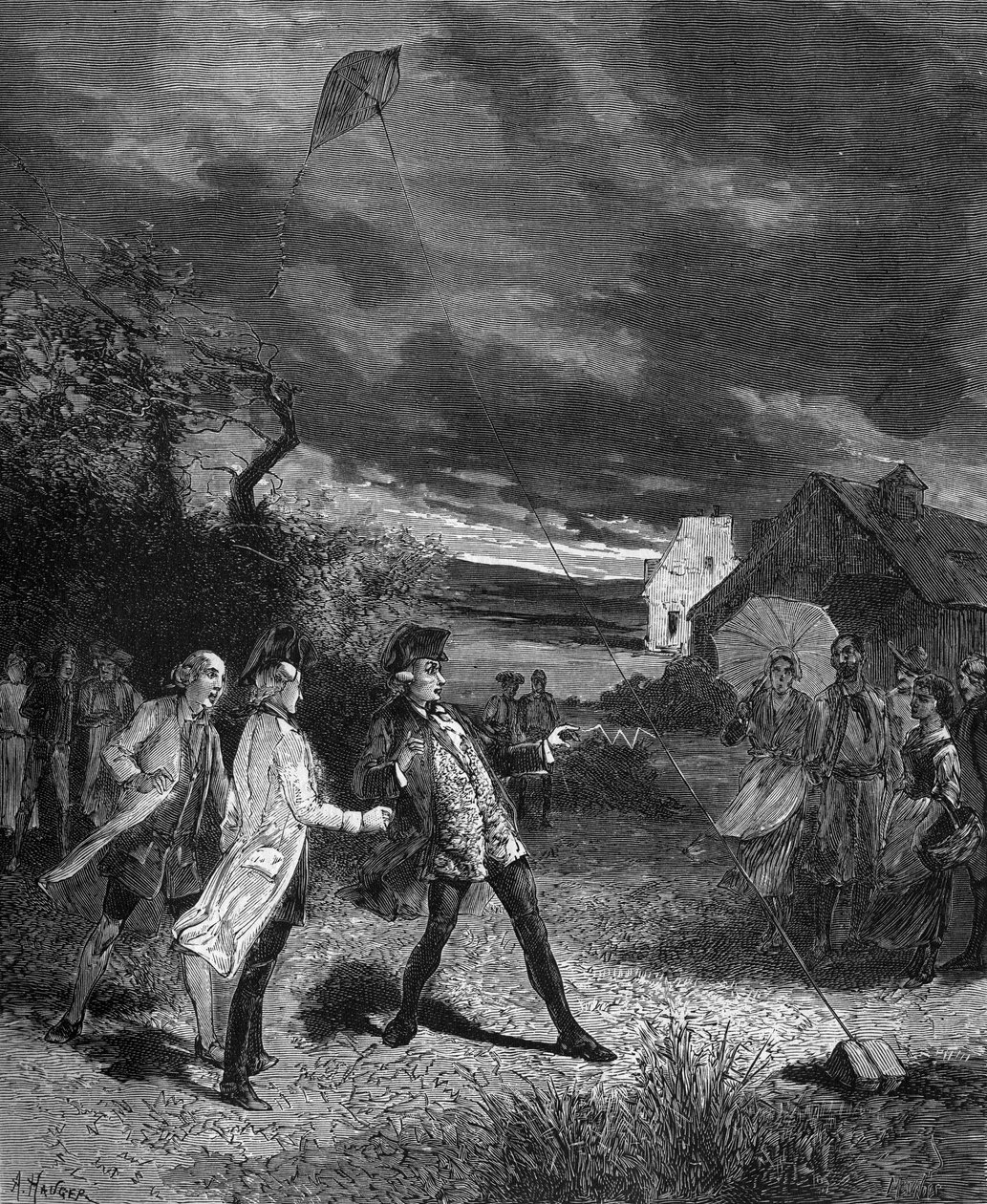 Jacques de Romas (1713-1776), francouzský fyzik, v roce 1752 experimentoval s drakem k zachycení atmosférického elektrolitu. od French School