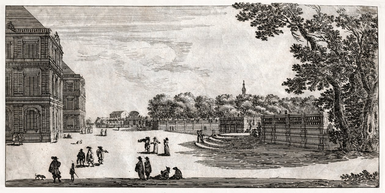 Jardin du Luxembourg, Paříž. (rytina od French School