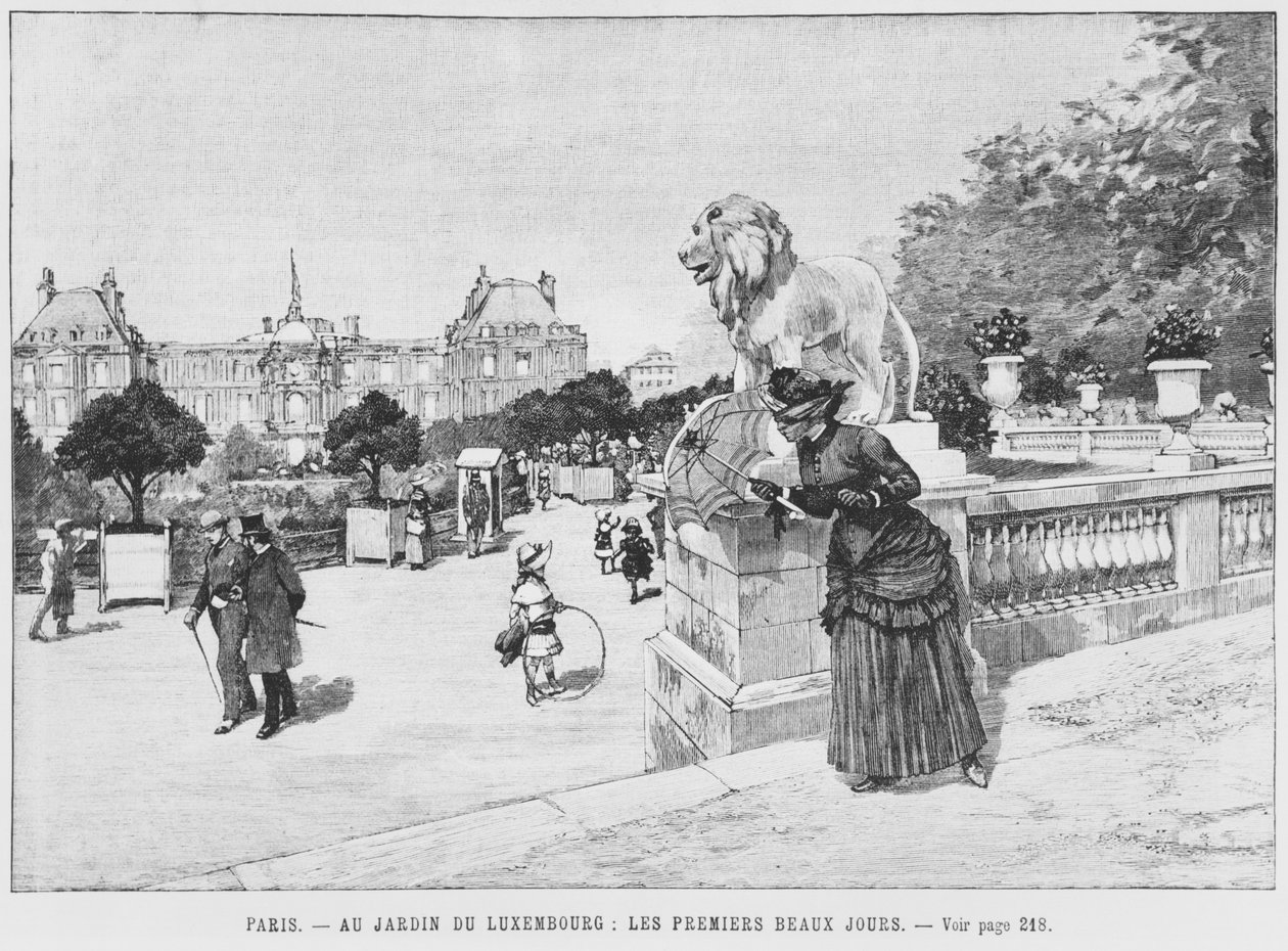 Lucemburská zahrada, první krásné dny, asi 1870-80 od French School