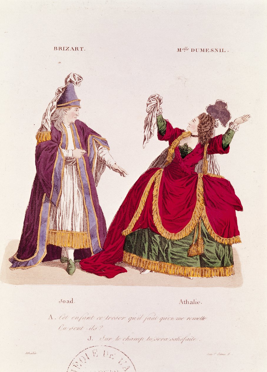 Jean-Baptiste Brizard (1721–1791) v roli Joada a Mademoiselle Dumesnilových (1713–1803) jako Athalie, scéna z 5. dějství, scéna 5 filmu „Athalie“ od Jeana Racina (1639–99) od French School