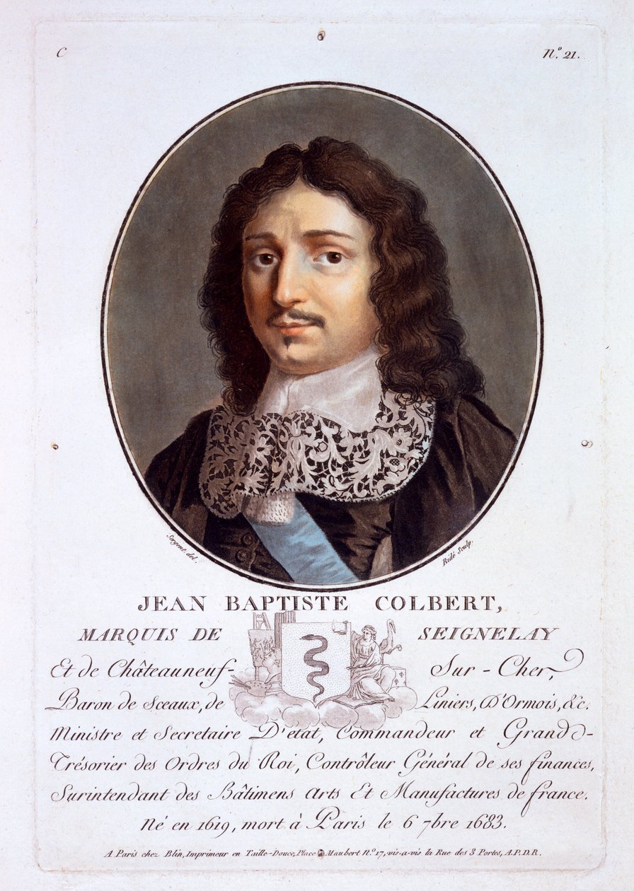 Jean-Baptiste Colbert, markýz de Seignelay, z Portréty velkých mužů, slavných žen a nezapomenutelných námětů Francie, vydané 1787-92 od French School