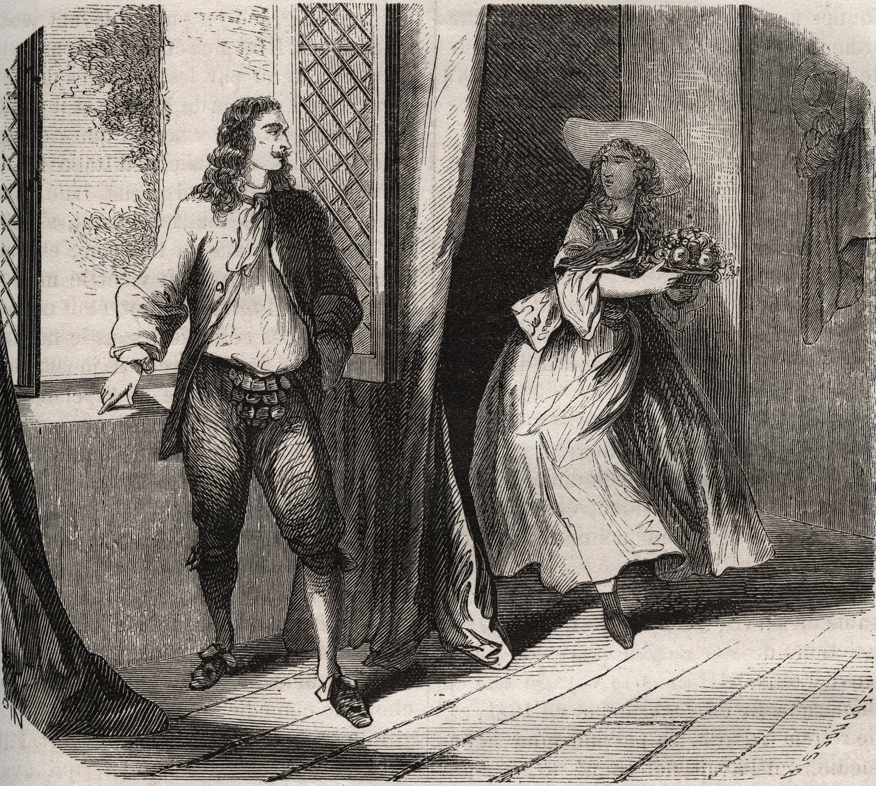 Jean Baptiste (Jean-Baptiste) Poquelin, dit Moliere (1622-1673) navrhl komikovi Mademoiselle de Brie (Catherine Leclerc du Rose od French School