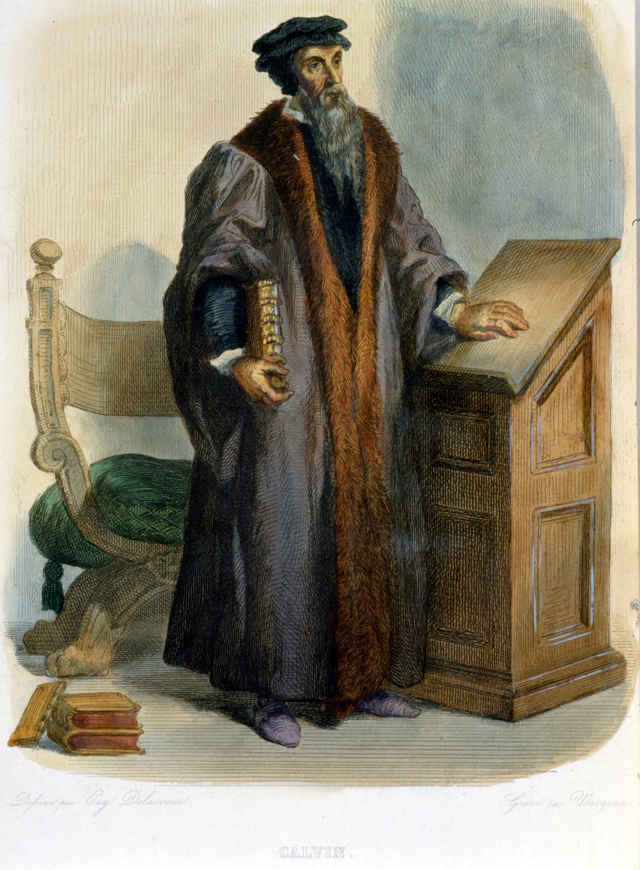 Jean Calvin (Jean Cauvin, francouzský reformátor a spisovatel (1509-1564) - v “”Le Plutarque francais””, Ed. Mennechet od French School