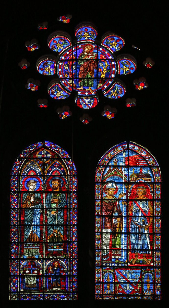 Jean Clement přijímá prapor od St Denis; Svatá Nicaise a další svatý (w116) od French School