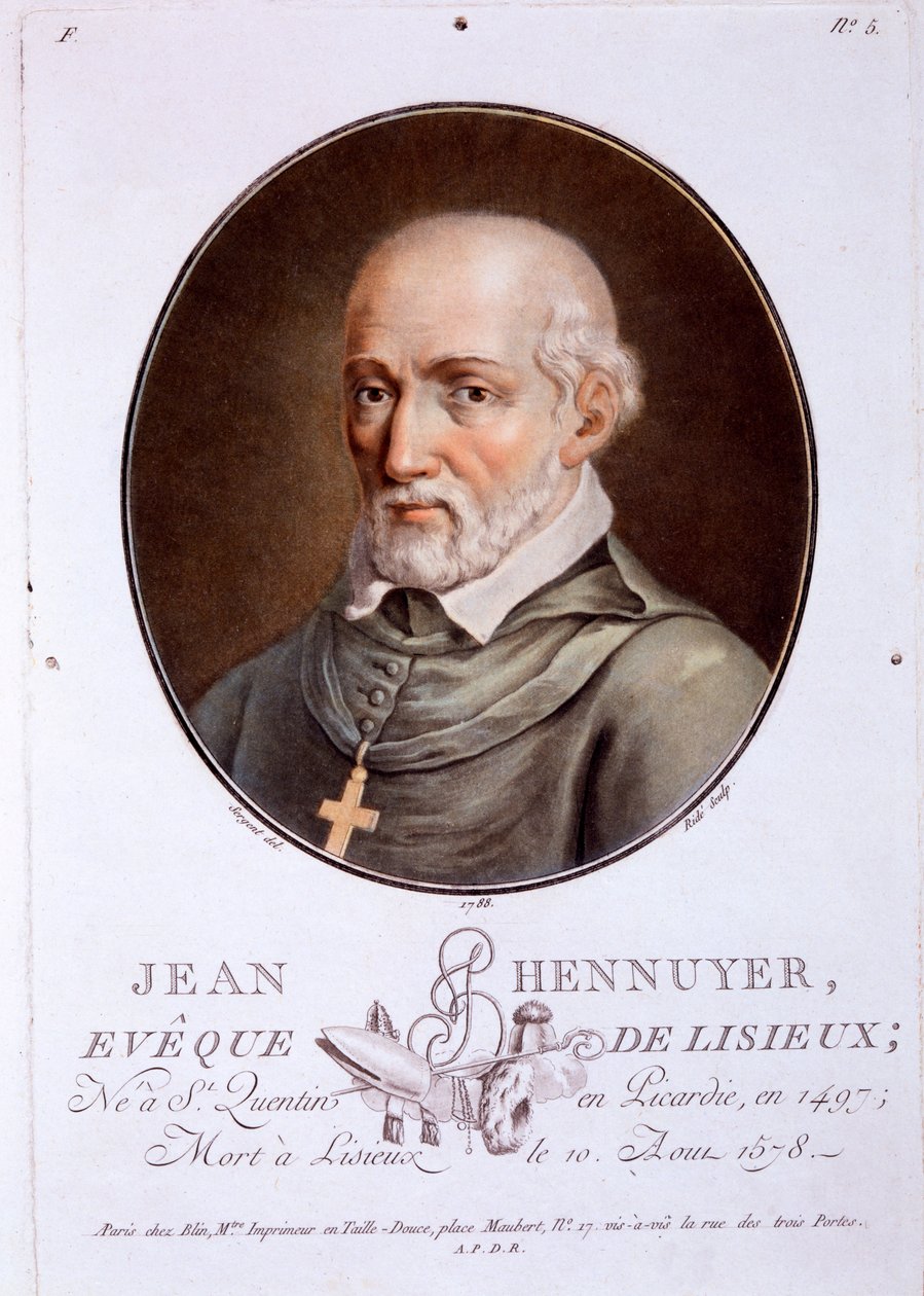 Jean Hennuyer, biskup z Lisieux, z Portréty velkých mužů, slavných žen a nezapomenutelných témat Francie, publikované 1787-92 od French School