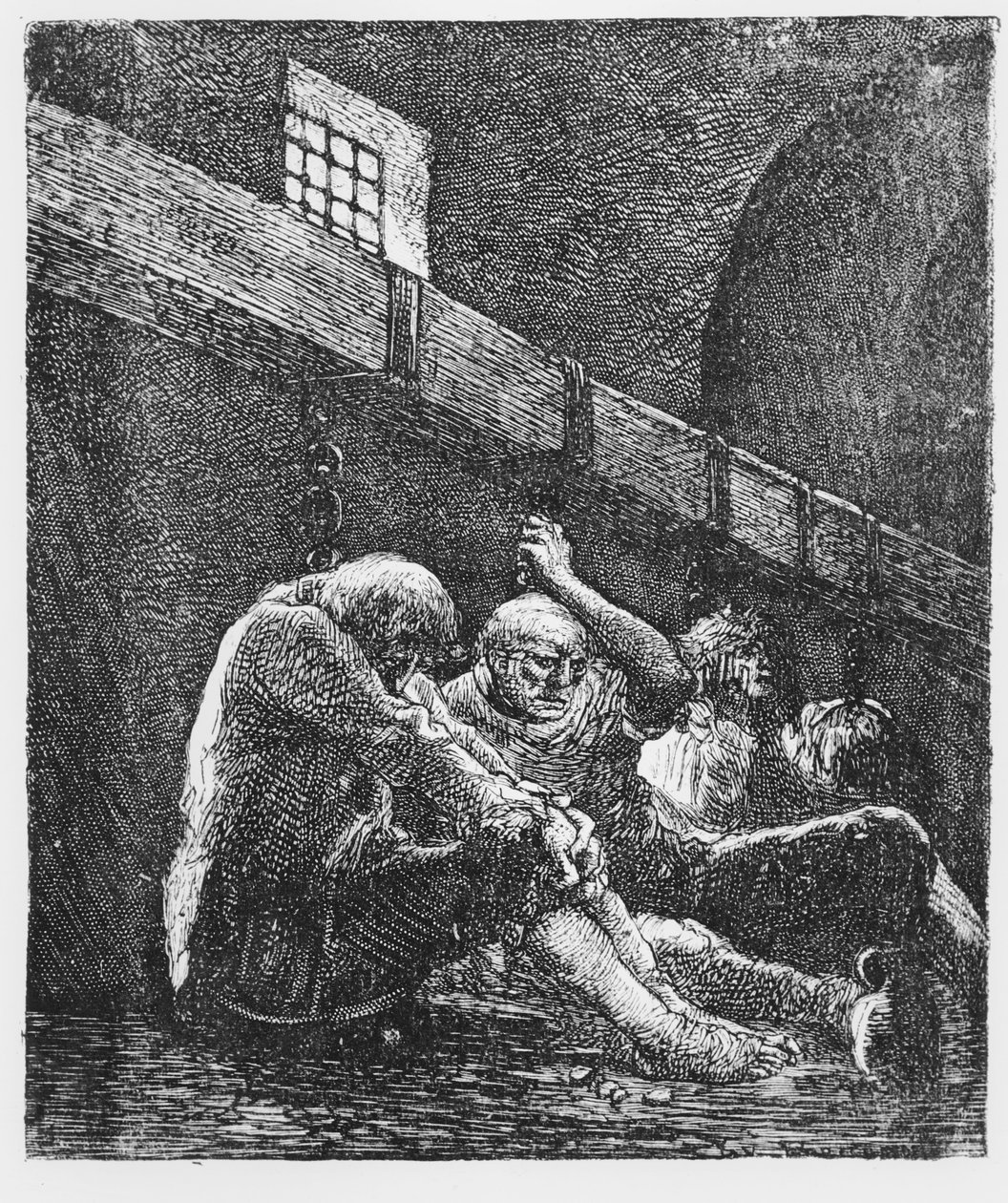 Jean Valjean ve vězení, ilustrace z Les Miserables, od Victora Huga, 1865 od French School