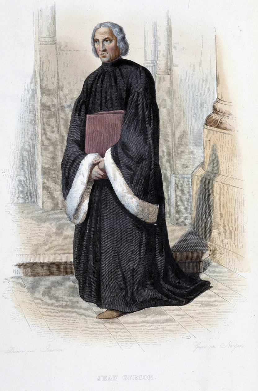 Jean de Gerson, francouzský kazatel a teolog (1363-1429) - v „“Le Plutarque francais““, od Mennechet, Paříž od French School