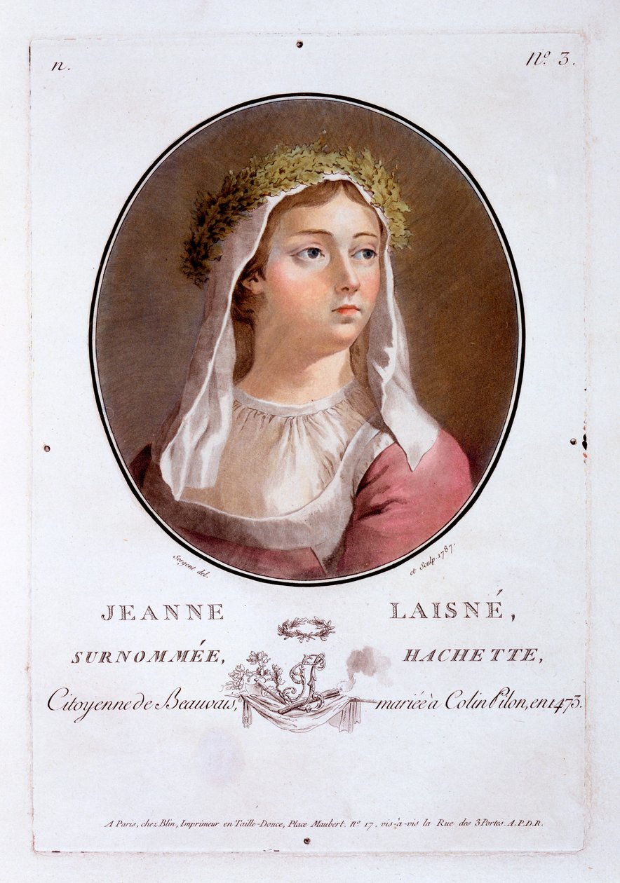 Jeanne Laisne, z Portréty skvělých mužů, slavných žen a nezapomenutelných předmětů Francie, vydané 1787-92 od French School