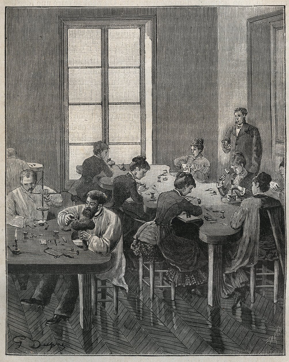 Šperkařská dílna v Paříži v 19. století. Rytina z roku 1885 v „“Les arts et metiers illustres““ od Adolpha BITARDA. od French School