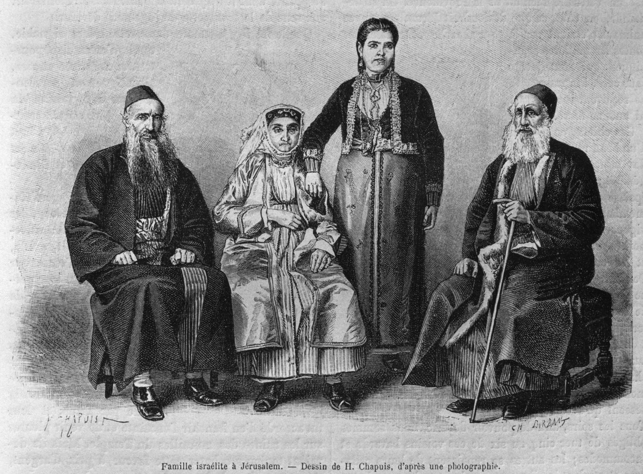Židovská rodina z Jeruzaléma, dnes ze Sýrie. Cestuje po Fénicii, Libanonu a Judeji. 1875-1880 Louis Charles Emile Lortet, 1884 (č. rytina) od French School