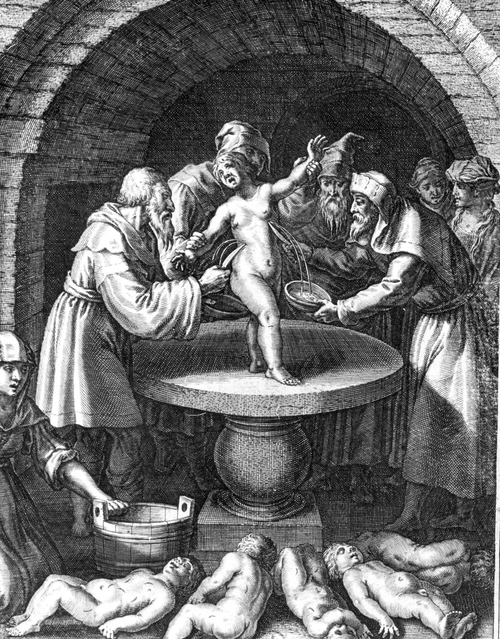 Židé obětující křesťanské dítě ve Francii v roce 1180 od French School
