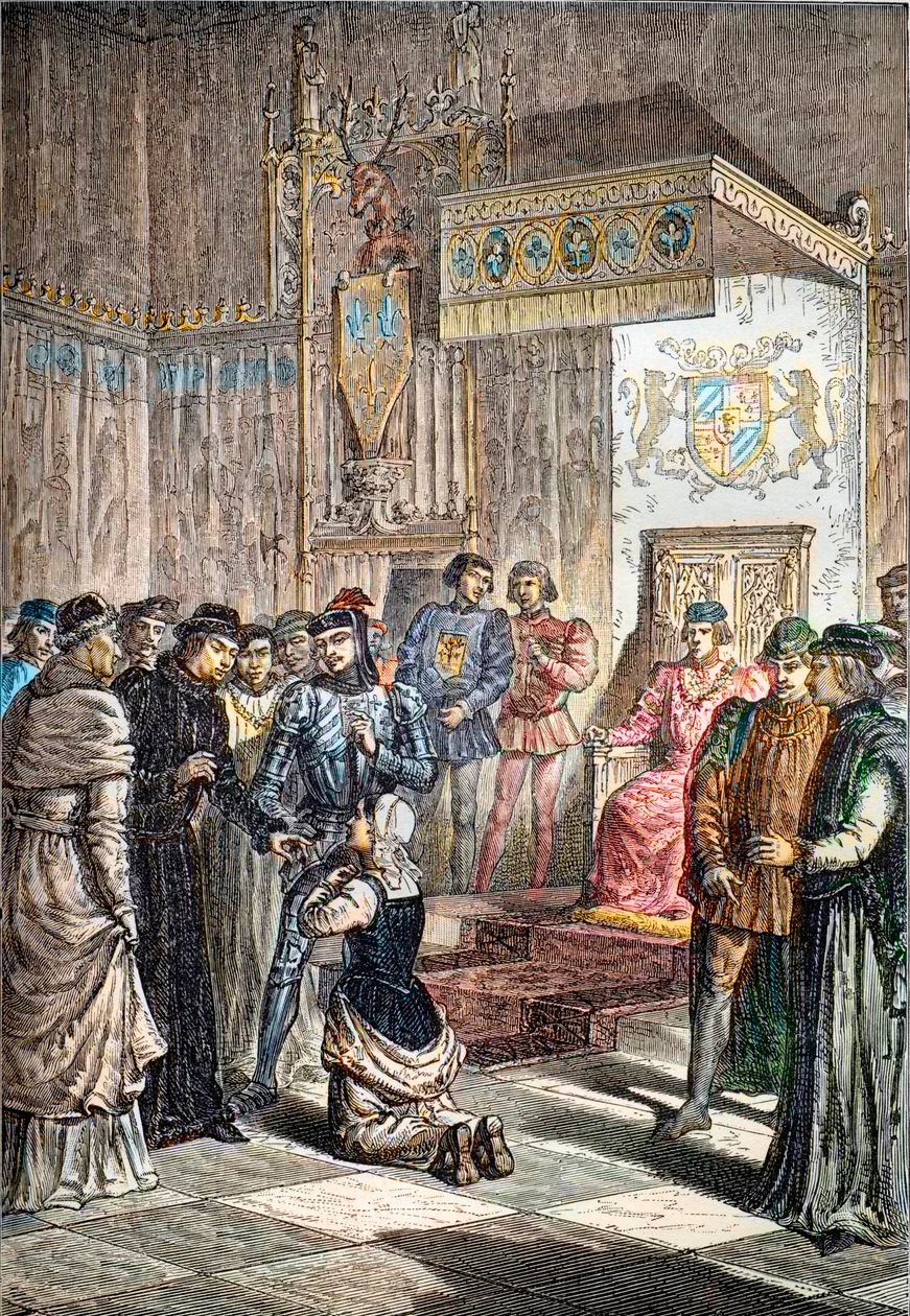 Johanka z Arku (c1412-31) před Karlem VII v Chinonu od French School