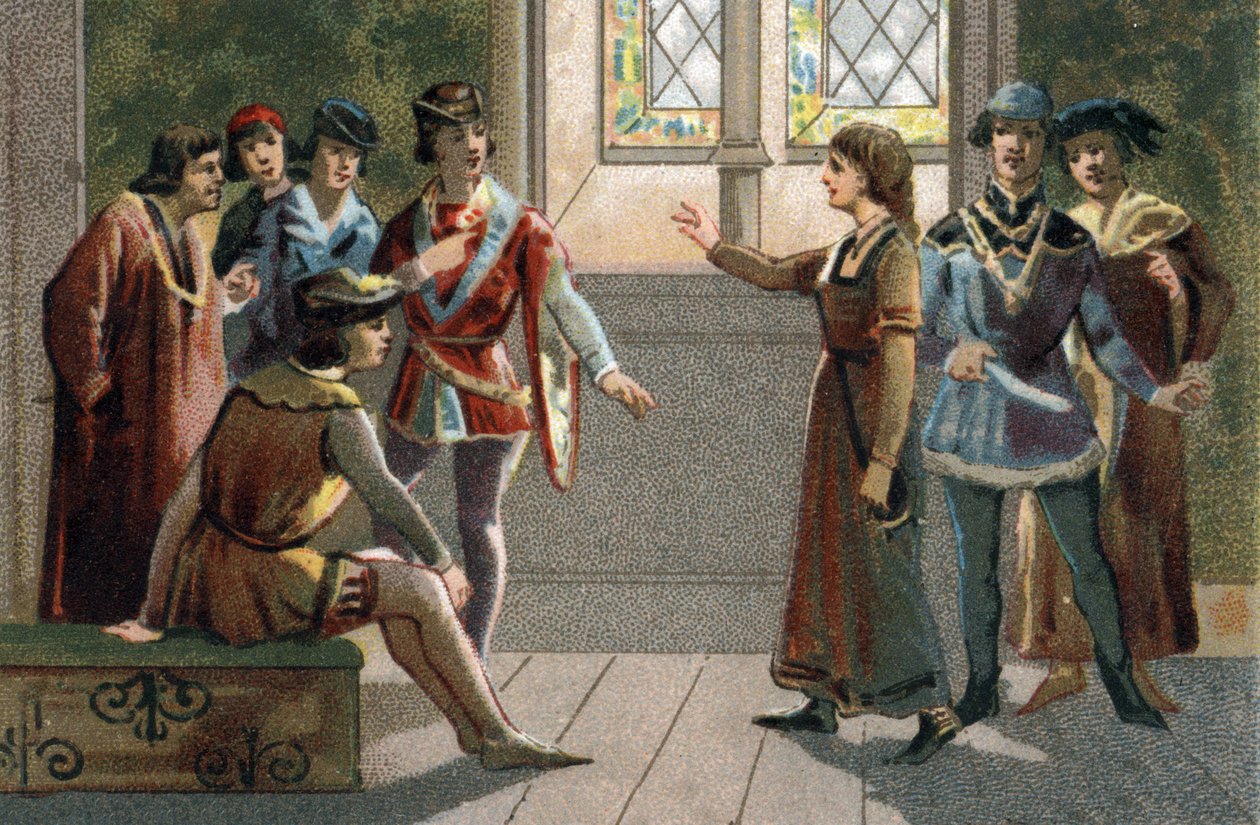 Johanka z Arku, dorazila do Chinonu, uznána za Karla VII. (1403-1461), který byl v davu dvořanů, budoucí král Francie a osvobodil Orleans od French School