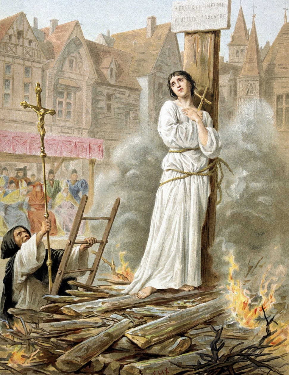 Johanka z Arku, upálená na hranici 20. května 1431 (litografie) od French School