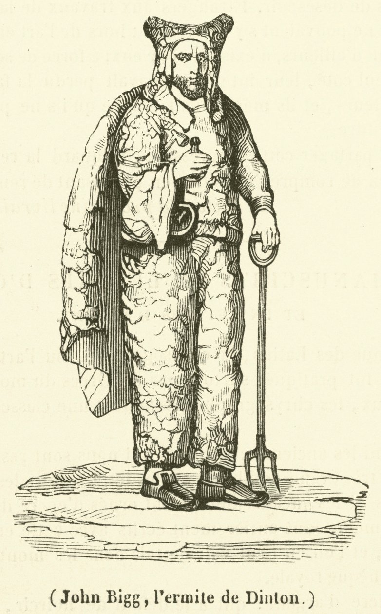 John Bigg, poustevník z Dintonu (rytina) od French School