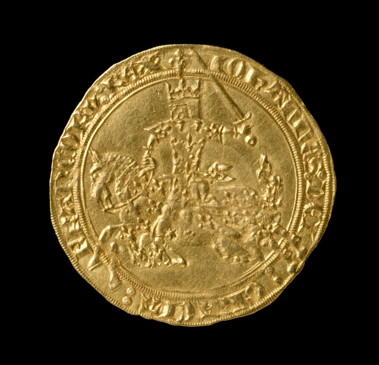 Jan II Dobrý (1319-64) francouzský král, Franc a Cheval, 1350-64 (avers) (zlato) (reverzní viz 168068) od French School