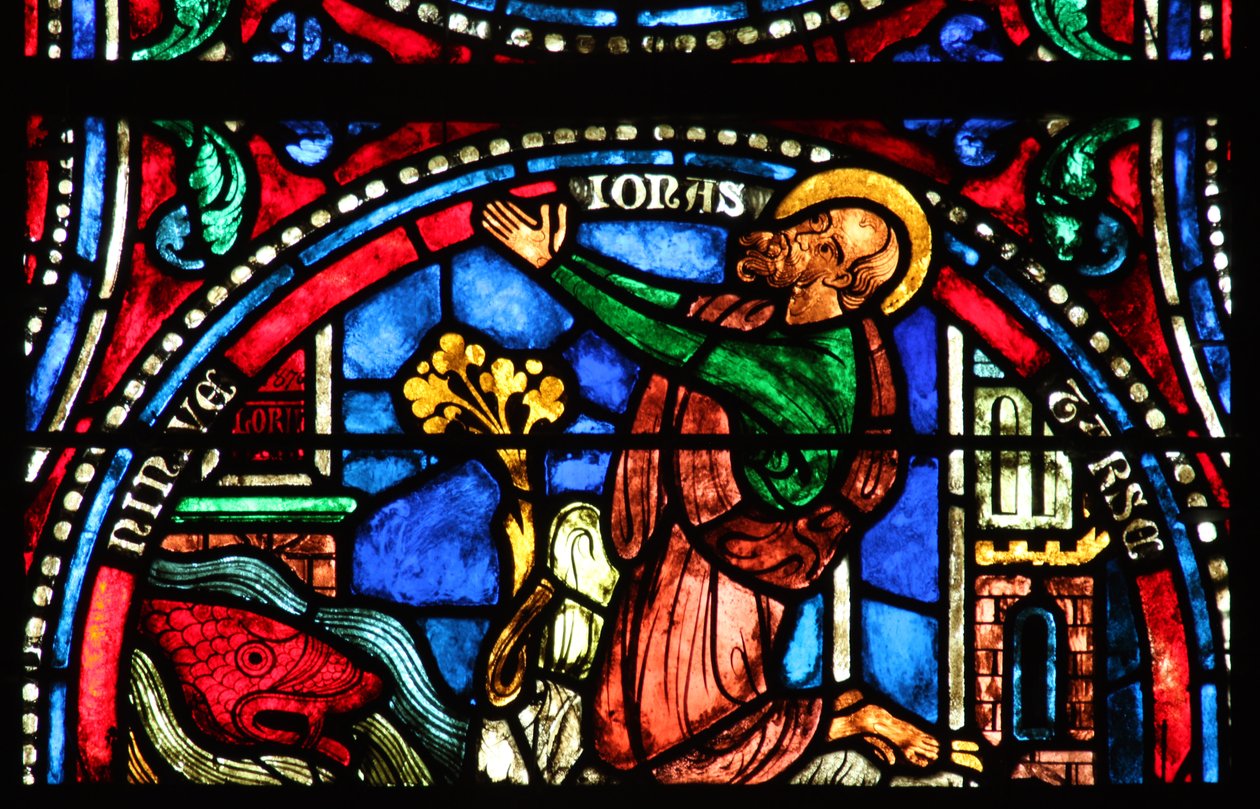 Jonas vstupuje do města Tarsus a Ninive (w37) (moderní panel) od French School