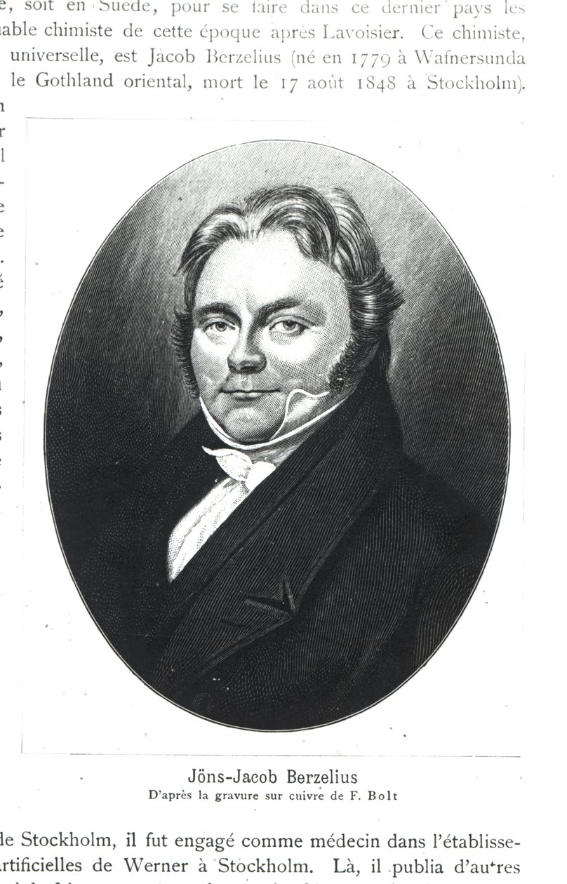 Jons Jakob Berzelius (1779-1848) podle rytiny F. Bolta od French School
