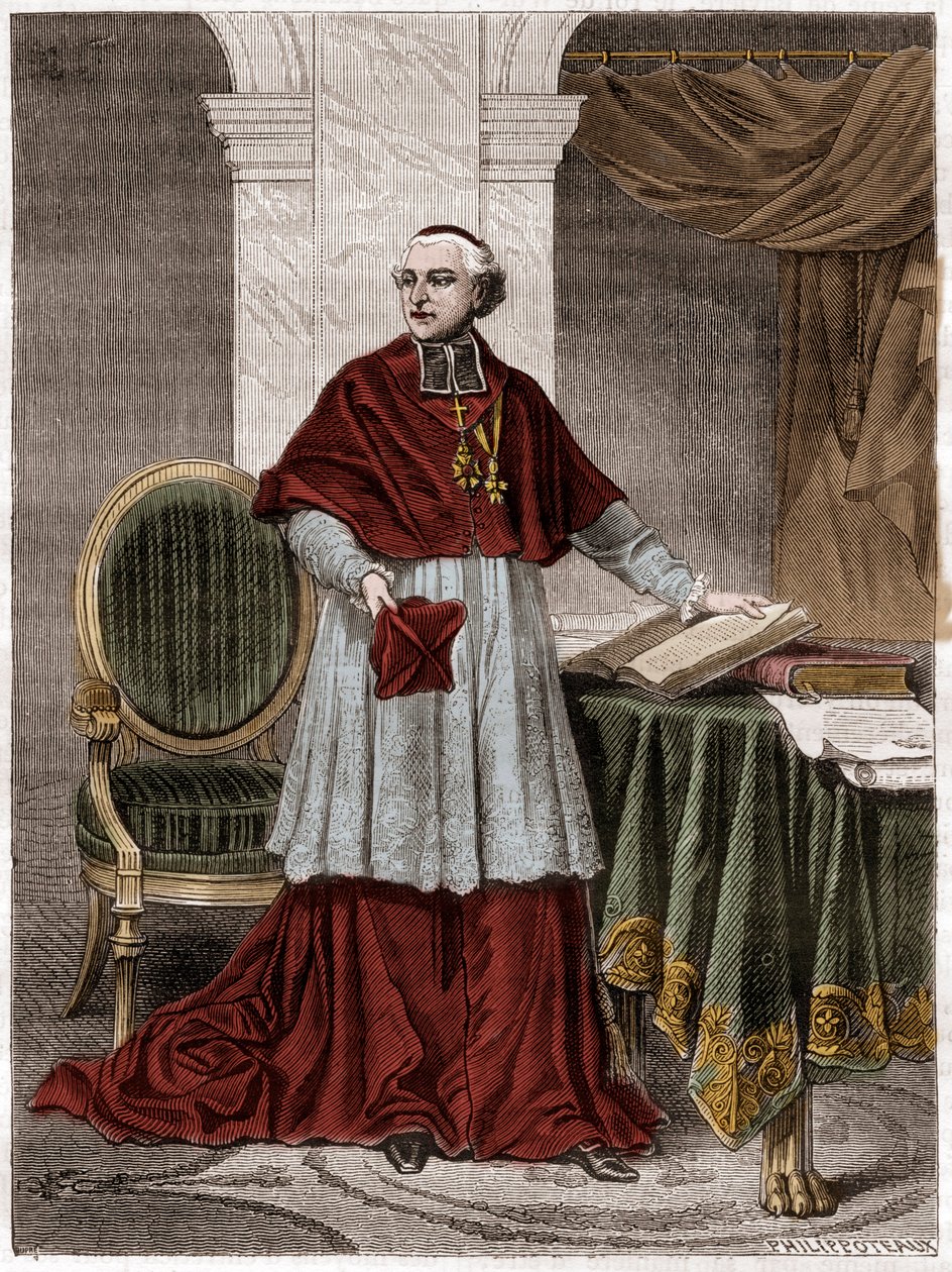 Joseph Fesch (1763-1839), francouzský kardinál - rytina 1879 - Portrét kardinála Josepha Fesche, strýce Napoleona Bonaparta (1763-1839) - v „Dějinách impéria po historii konzulátu“ od Adolphe Thierse - 1879 - soukromá sbírka od French School