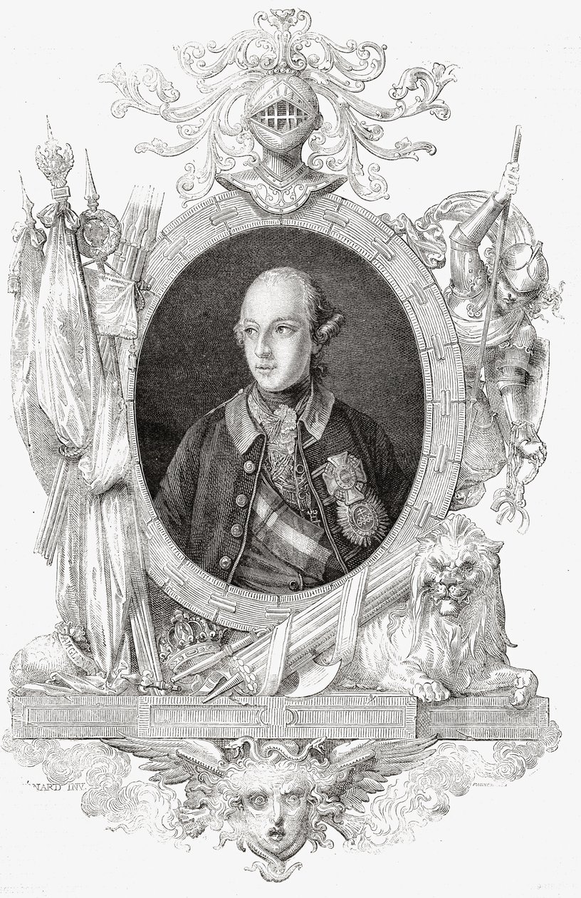Josef II., z knihy "Histoire de la Revolution Francaise" od Louise Blanca (1811-82) (rytina) od French School