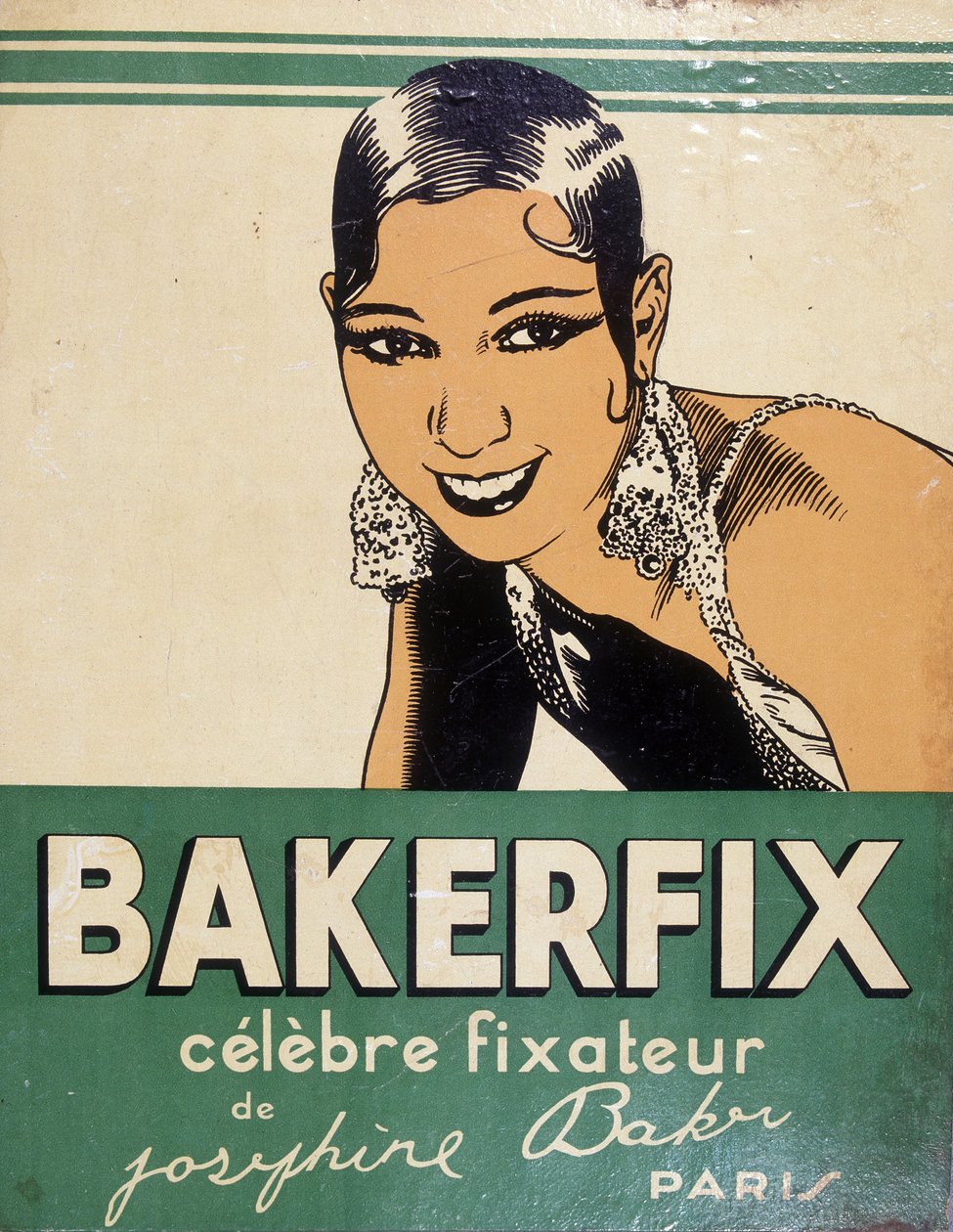 Josephine Baker – reklama na Bakerfix: „“Slavný fixátor Josephine Baker““ od French School