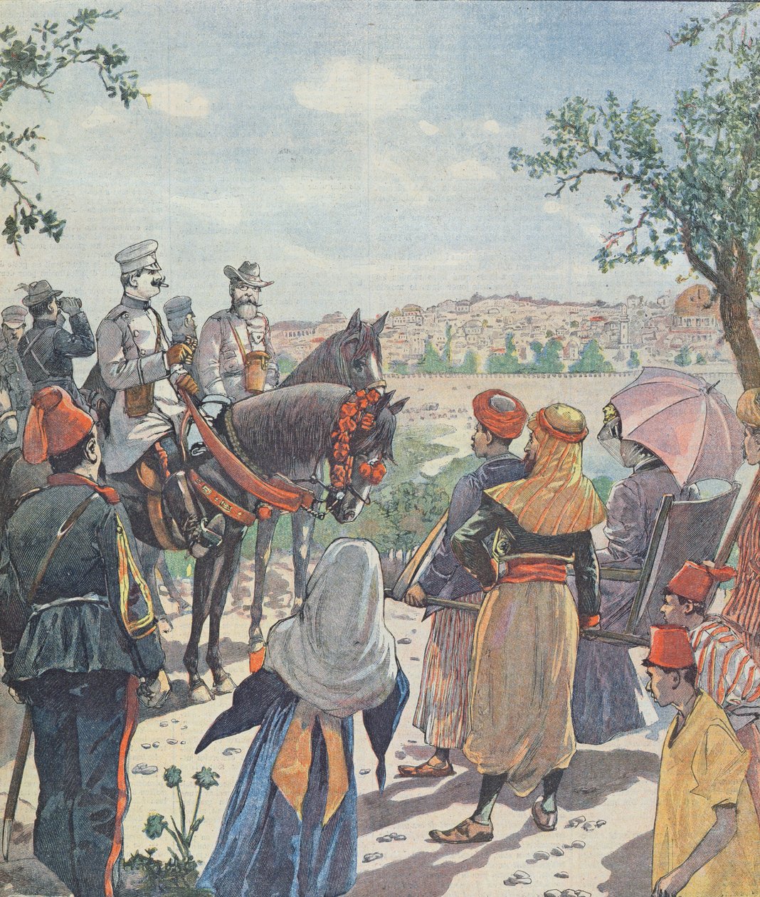 Cesta císaře Viléma II (1859-1941) do Palestiny. Příjezd do Jeruzaléma, z novin, 2. listopadu 1898 od French School