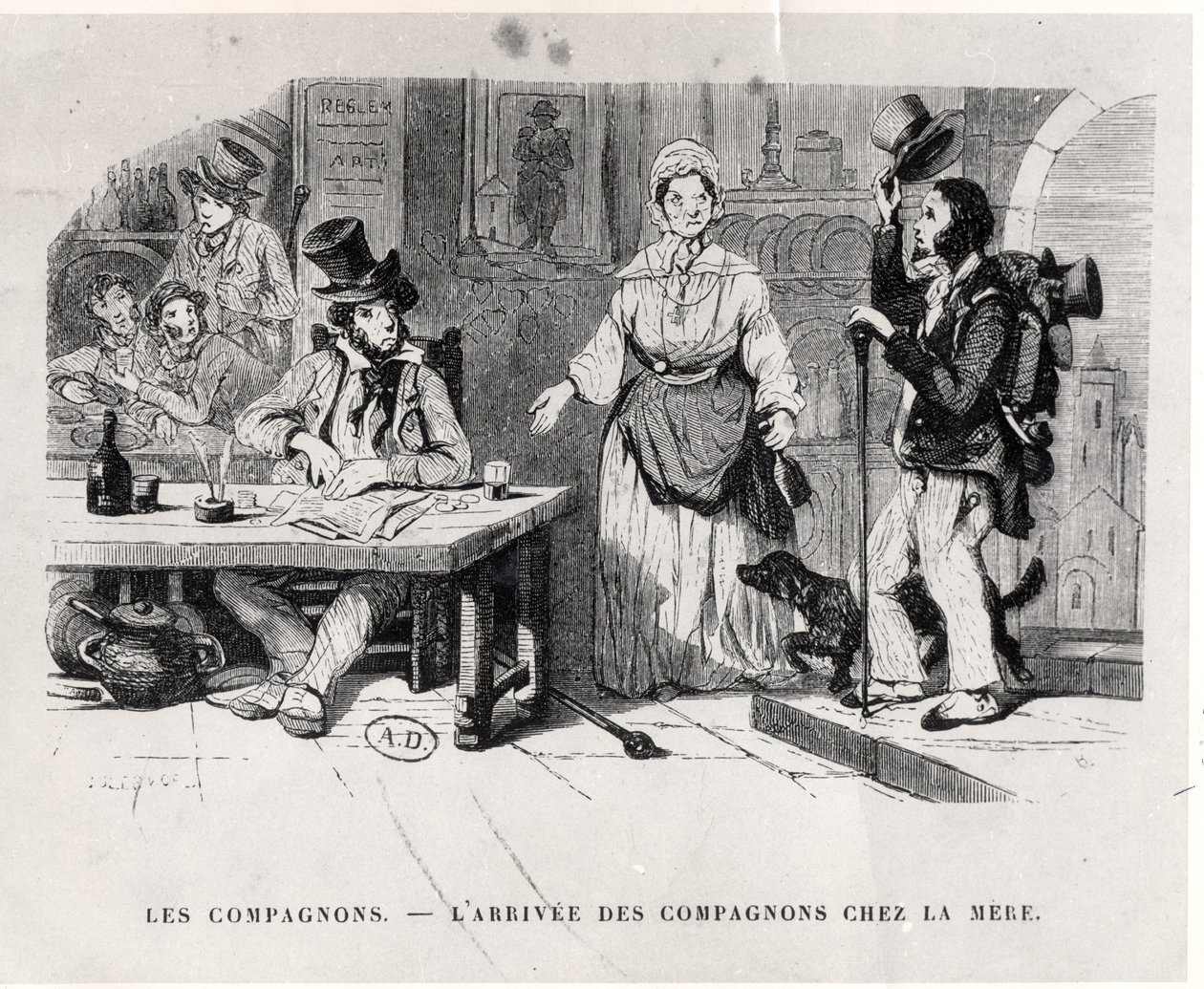 Cestovatel přijíždějící do penzionu, c. 1850 od French School