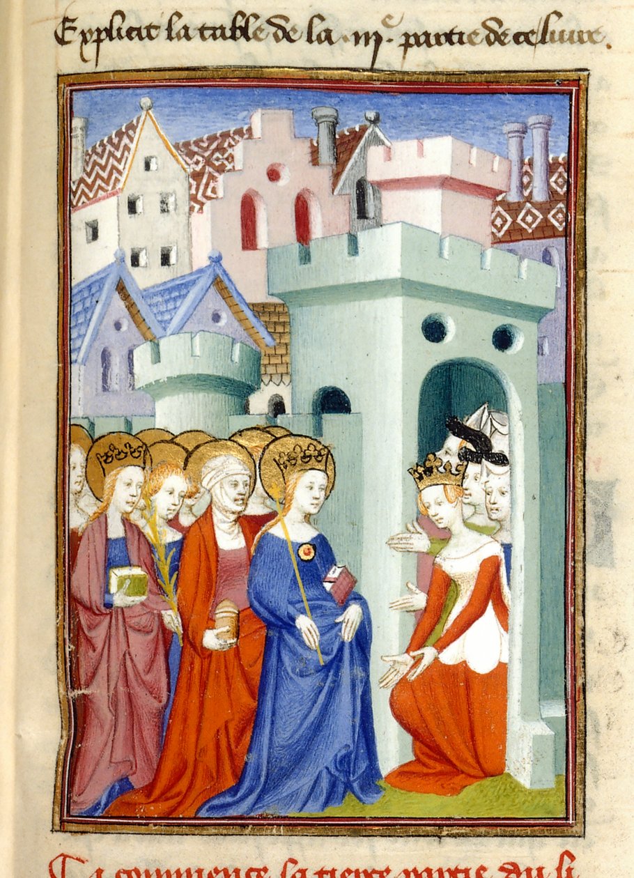 Spravedlnost, Panna a svatí, MS Harley 4431, f.361r, Francie, cca 1410-14 (barva na pergamenu) od French School